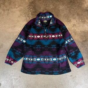 Greatland Apparel Mens Vintage Southwestern Fleece Quarter Zip Pullover Purple M